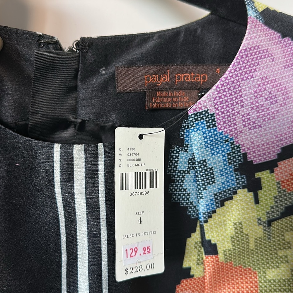 ANTHROPOLOGIE Primula Dress Colorful Pixelated Floral Print Fit & Flare Black - Picture 7 of 8